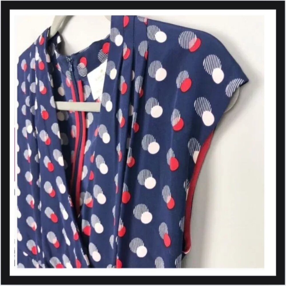 KATE SPADE | Villa Polka Dot Faux Wrap Silk Dress - Picture 3 of 4